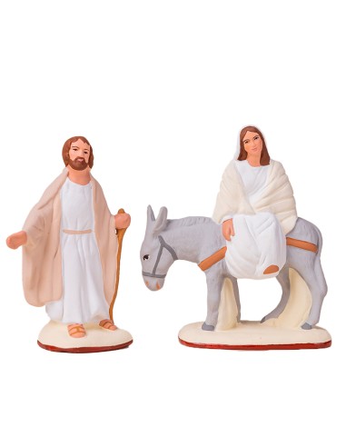 Santon Pastel Marie sur l'âne et Saint Joseph Collection 7cm Nouveauté 2024