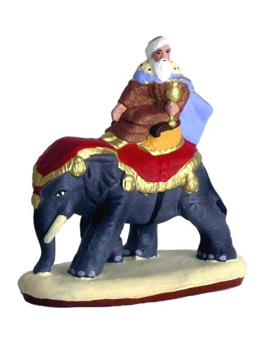 Santon de Provence Roi Melchior sur l'éléphant Collection 5cm